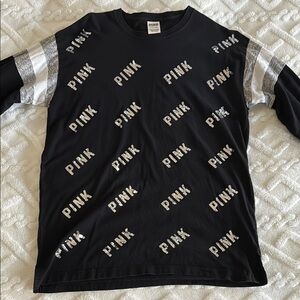 Black and Gray Shirt with PINK Victoria's Secret Print